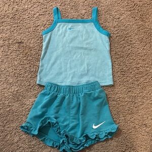 Nike Girls Teal Tank Top & Ruffle Shorts Set